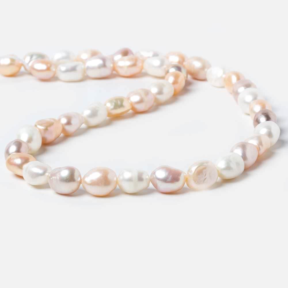 7.5x8-7.5x10mm Tri Color Straight Drill Baroque Freshwater Pearl 15 inch 40 pcs - Beadsofcambay.com