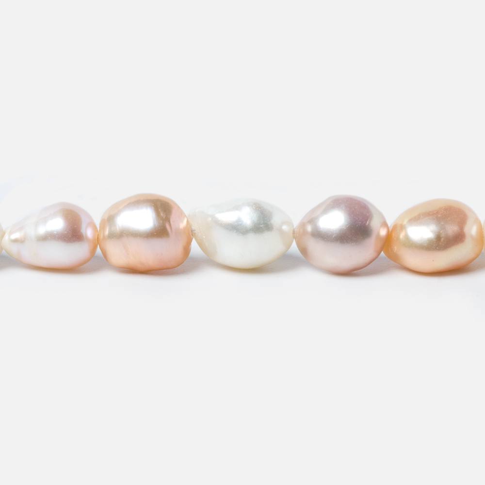 7.5x8-7.5x10mm Tri Color Straight Drill Baroque Freshwater Pearl 15 inch 40 pcs - Beadsofcambay.com