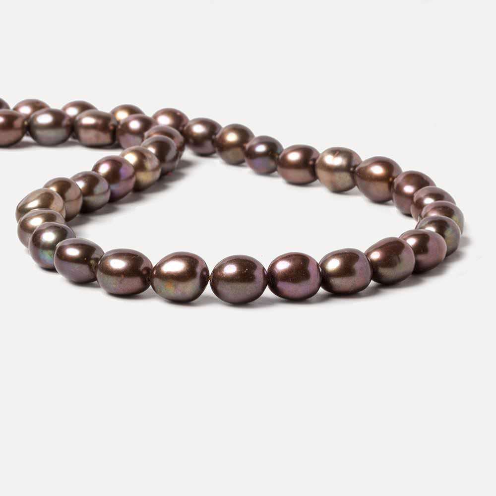 7.5x8-8.5x9.5mm Green Brown Straight Drill Baroque Freshwater Pearl 16 inch 44 pcs - Beadsofcambay.com