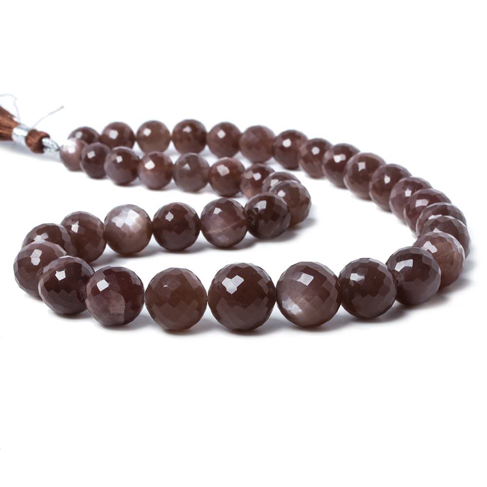 7.7-13.4mm Chocolate Moonstone faceted round beads 16 inch 39 pieces - Beadsofcambay.com