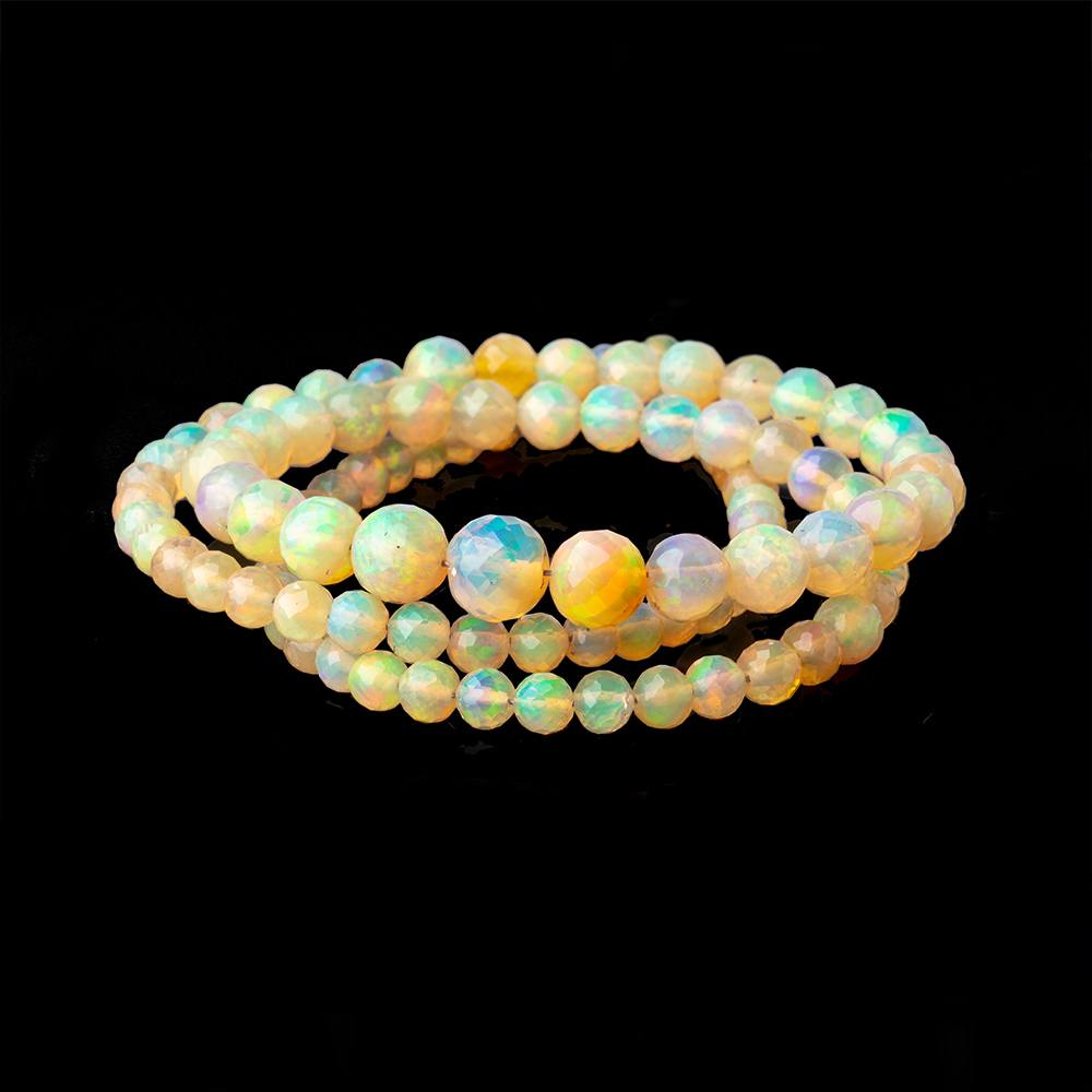 4-7mm Golden Ethiopian Opal faceted round beads 16 inch 105 pieces - BeadsofCambay.com