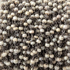 3mm Mystic Tan Sapphire faceted rondelles on Black Gold over .925 Chain - BeadsofCambay.com