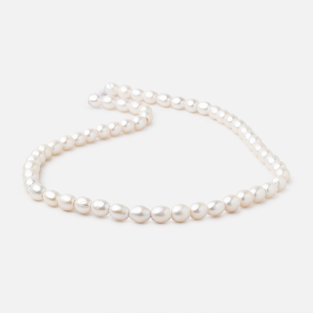 7x6-8x7mm Off White Oval 2.5mm Drill Hole Freshwater Pearls 53 pieces - BeadsofCambay.com