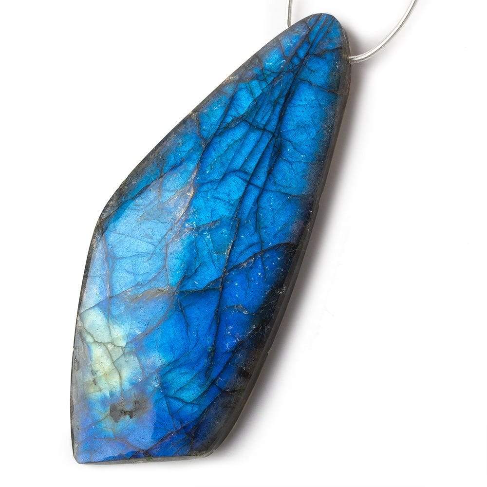 78x32x7mm Neon Blue Labradorite fancy shape focal bead 1 piece - Beadsofcambay.com