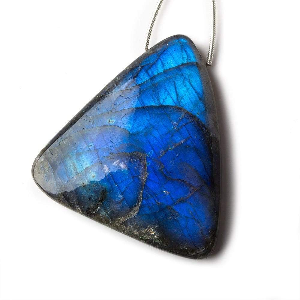 78x32x7mm Neon Blue Labradorite fancy shape focal bead 1 piece - Beadsofcambay.com