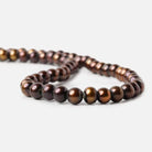 7mm - 8mm Milk Chocolate Large Hole Off Round Pearl 2.5mm drill hole, 15 inch, 64 pieces - Beadsofcambay.com