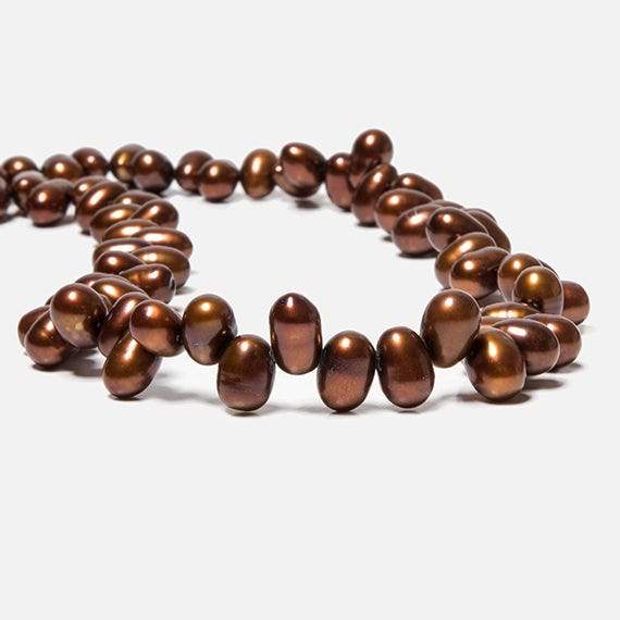 7mm - 9mm Bronze Top Drilled Oval Pearls, 15 inch - Beadsofcambay.com
