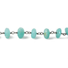 7mm Amazonite faceted rondelle Oxidized .925 Silver Chain by the foot 35 pieces - Beadsofcambay.com