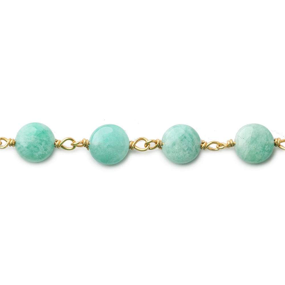 7mm Amazonite plain coin Vermeil Chain by the foot - Beadsofcambay.com