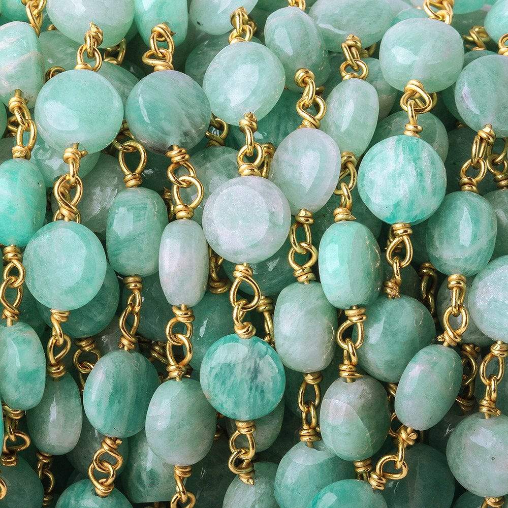7mm Amazonite plain coin Vermeil Chain by the foot - Beadsofcambay.com