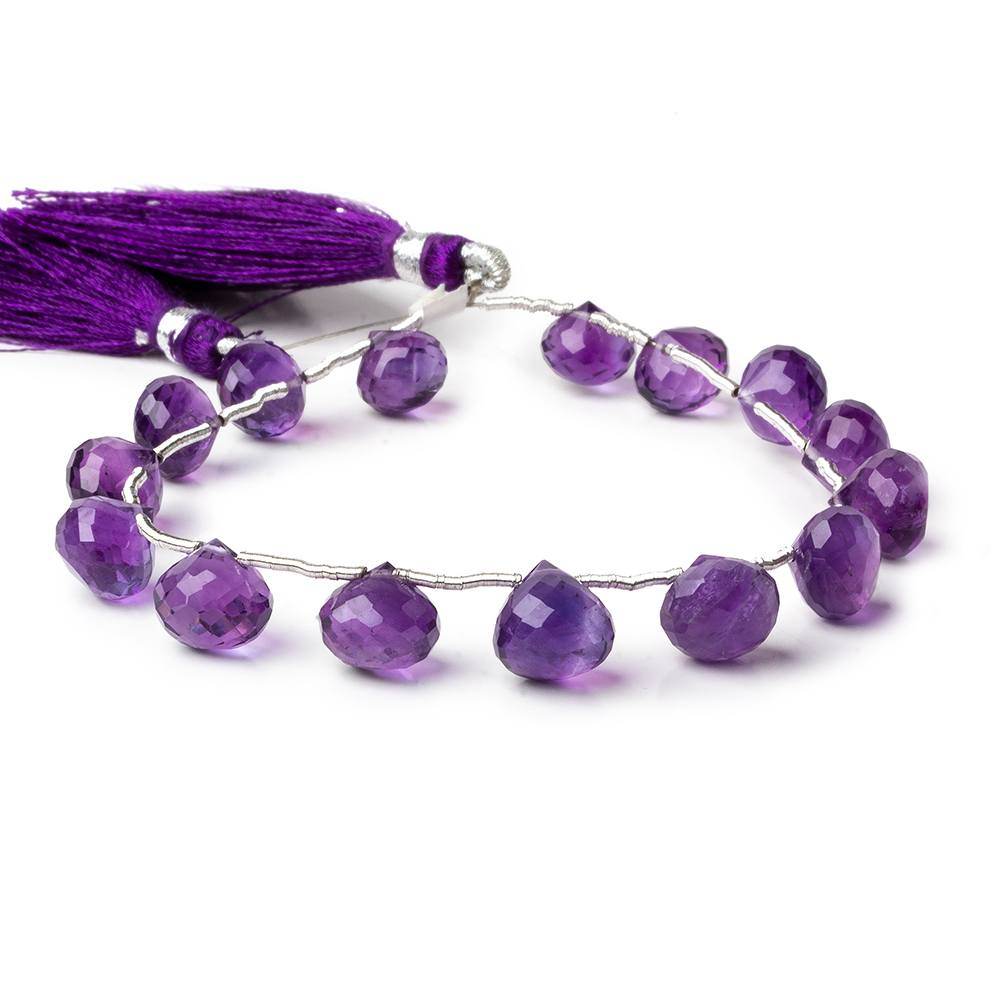 7mm Amethyst Faceted Candy Kiss Beads 7.5 inch 15 pieces - Beadsofcambay.com