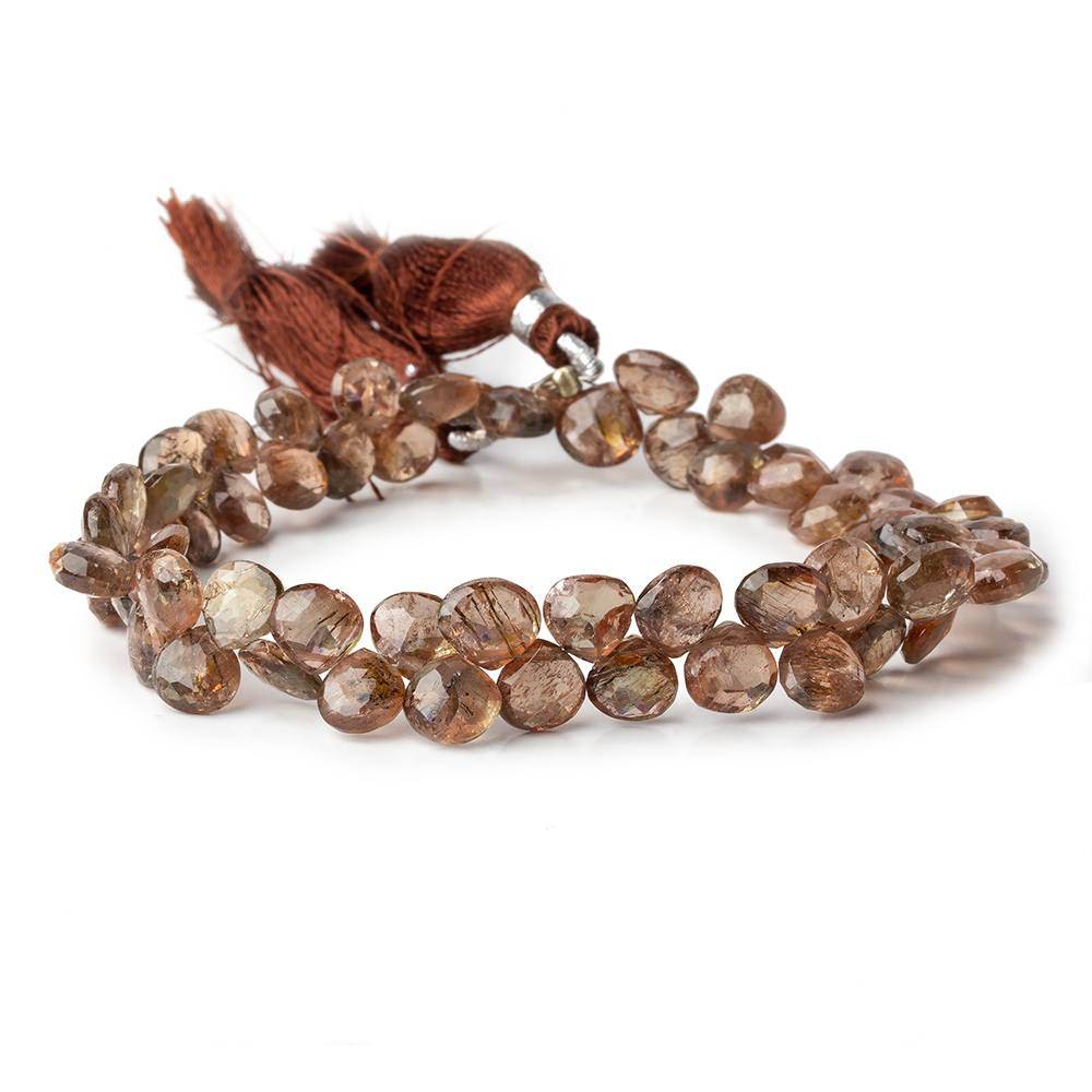7mm Andalusite Faceted Heart Beads 8.5 inch 61 pieces - Beadsofcambay.com