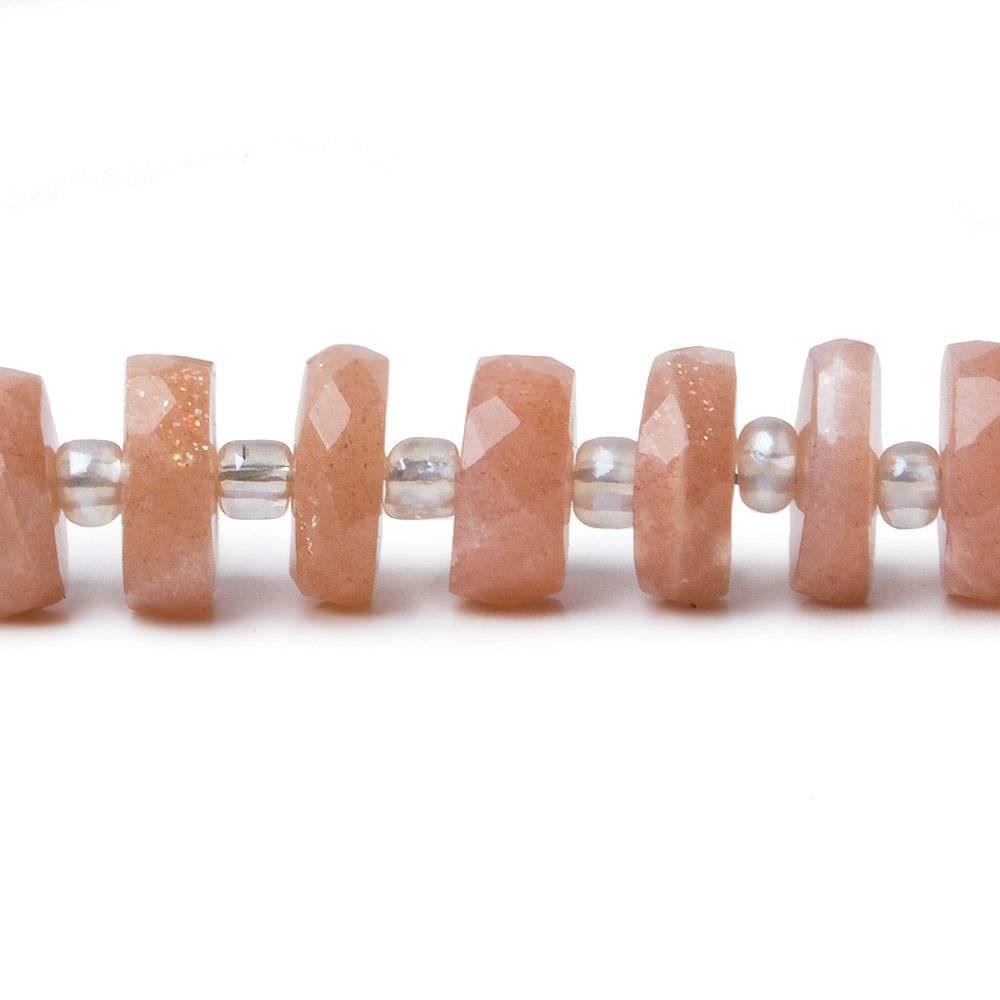 6.5mm Angel Skin Peach Moonstone faceted heshi beads 16 inch 100 pieces - Beadsofcambay.com