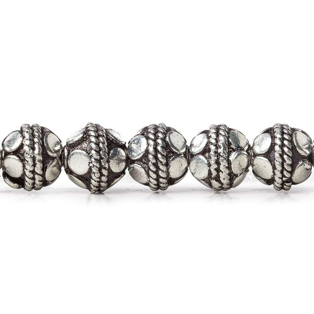 7mm Antiqued Sterling Silver Plated Copper Bead Bali Round 8 inch 31 pcs - Beadsofcambay.com