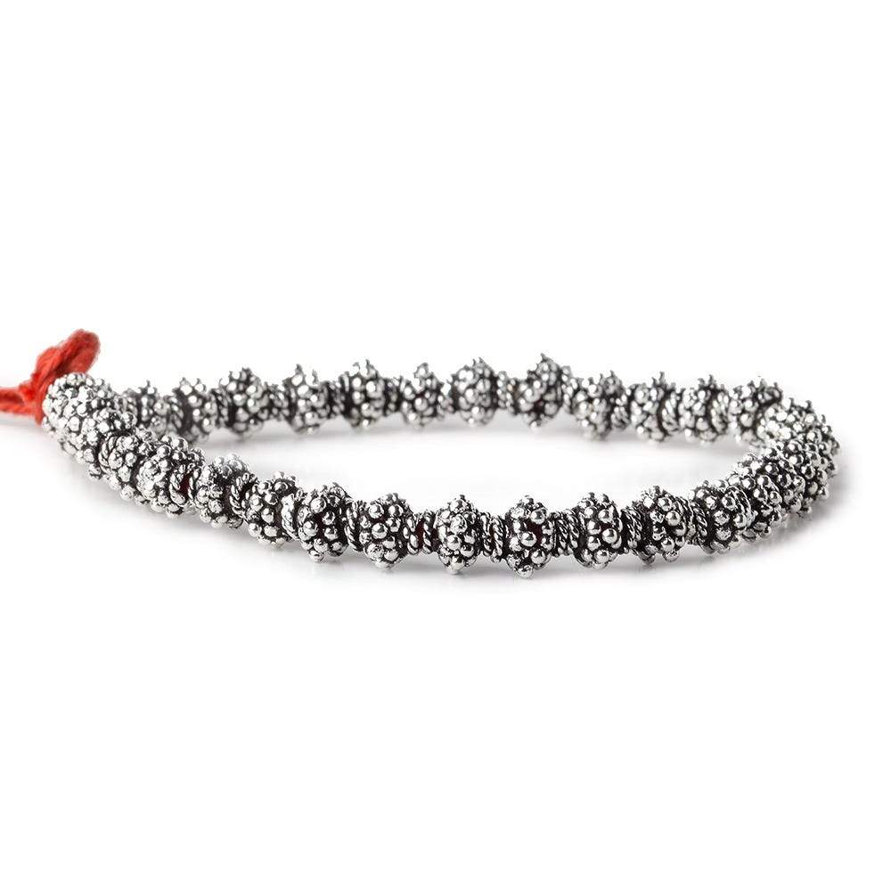 7mm Antiqued Sterling Silver Plated Copper Bead Cap Bali Style 8 inch 64 beads - Beadsofcambay.com