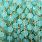 7mm Aqua Blue Chalcedony plain coin Vermeil Chain by the foot - Beadsofcambay.com