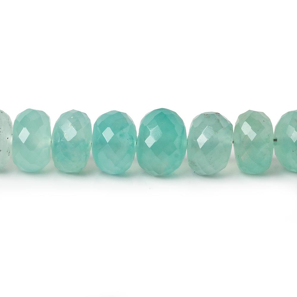 7mm Aqua Green Chalcedony faceted rondelles 18 inches 100 beads AAA - Beadsofcambay.com