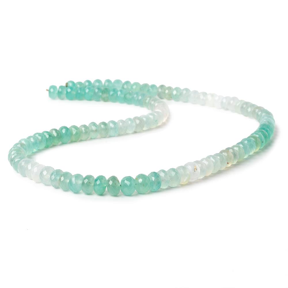 7mm Aqua Green Chalcedony faceted rondelles 18 inches 100 beads AAA - Beadsofcambay.com