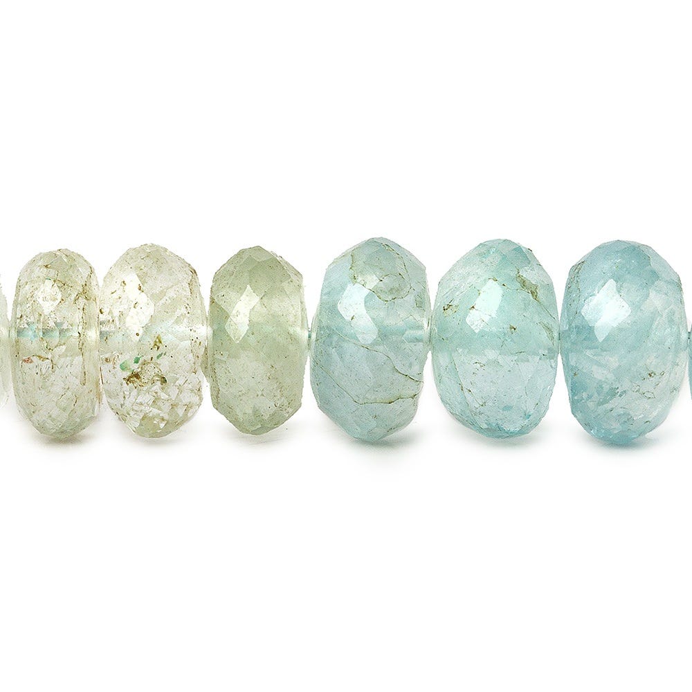 7mm Aquamarine Beads Faceted Rondelle 15.25 inch 85 pieces - Beadsofcambay.com