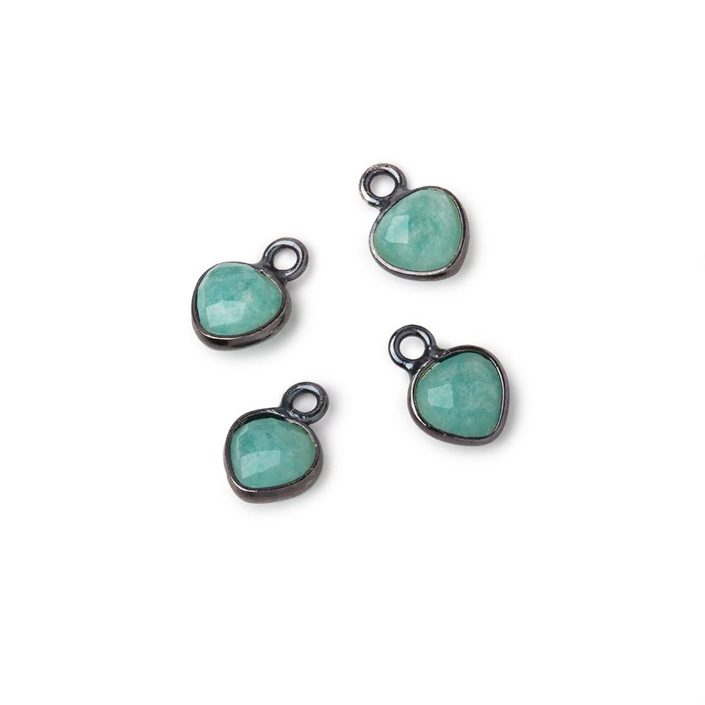 7mm Black Gold Bezel Amazonite Faceted Heart Focal Pendants Set of 4 pieces - Beadsofcambay.com