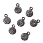 7mm Black Gold Bezel Metallic Platinum Drusy Coin Pendant 1 piece - Beadsofcambay.com