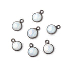 7mm Black Gold Bezel Mystic Opal Coin Cabochon Pendant 1 piece - Beadsofcambay.com