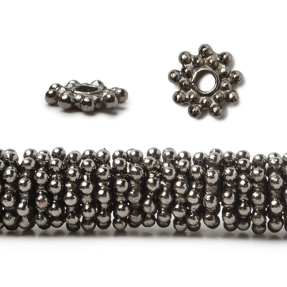7mm Black Gold Plated Copper Daisy Spacer Beads 2mm ID 8 inch 145 beads - Beadsofcambay.com