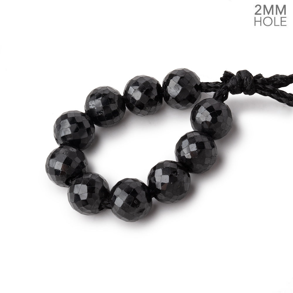 7mm Black Spinel 2mm Large Hole Faceted Rounds Set of 10 - Beadsofcambay.com