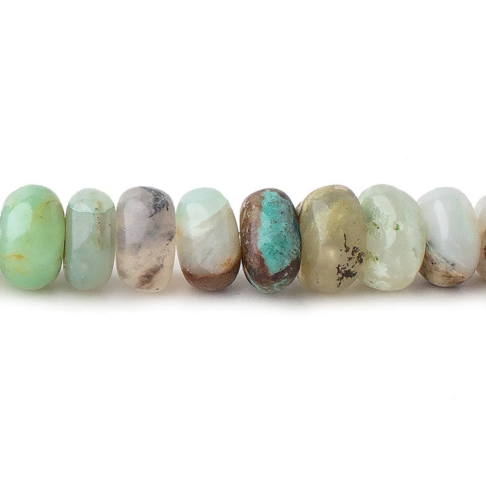 7mm Blue Peruvian Opal plain rondelles 14 inch 86 beads AA - Beadsofcambay.com