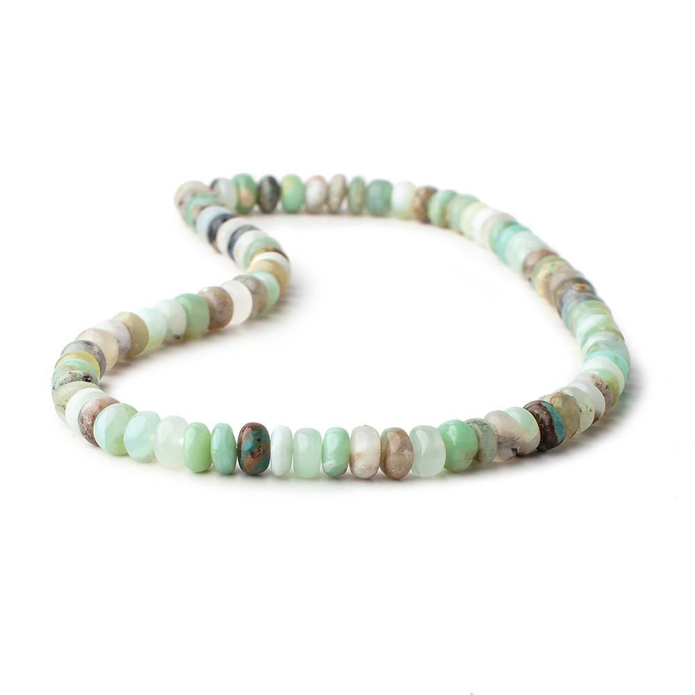 7mm Blue Peruvian Opal plain rondelles 14 inch 86 beads AA - Beadsofcambay.com