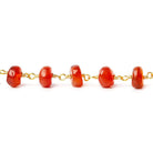 7mm Carnelian Agate plain rondelle Gold plated Chain by the foot - Beadsofcambay.com