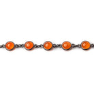 7mm Carnelian Black Gold Bezel Chain by the foot - Beadsofcambay.com