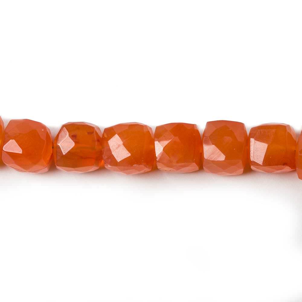 7mm Carnelian faceted cube beads 8 inch 30 pieces - Beadsofcambay.com