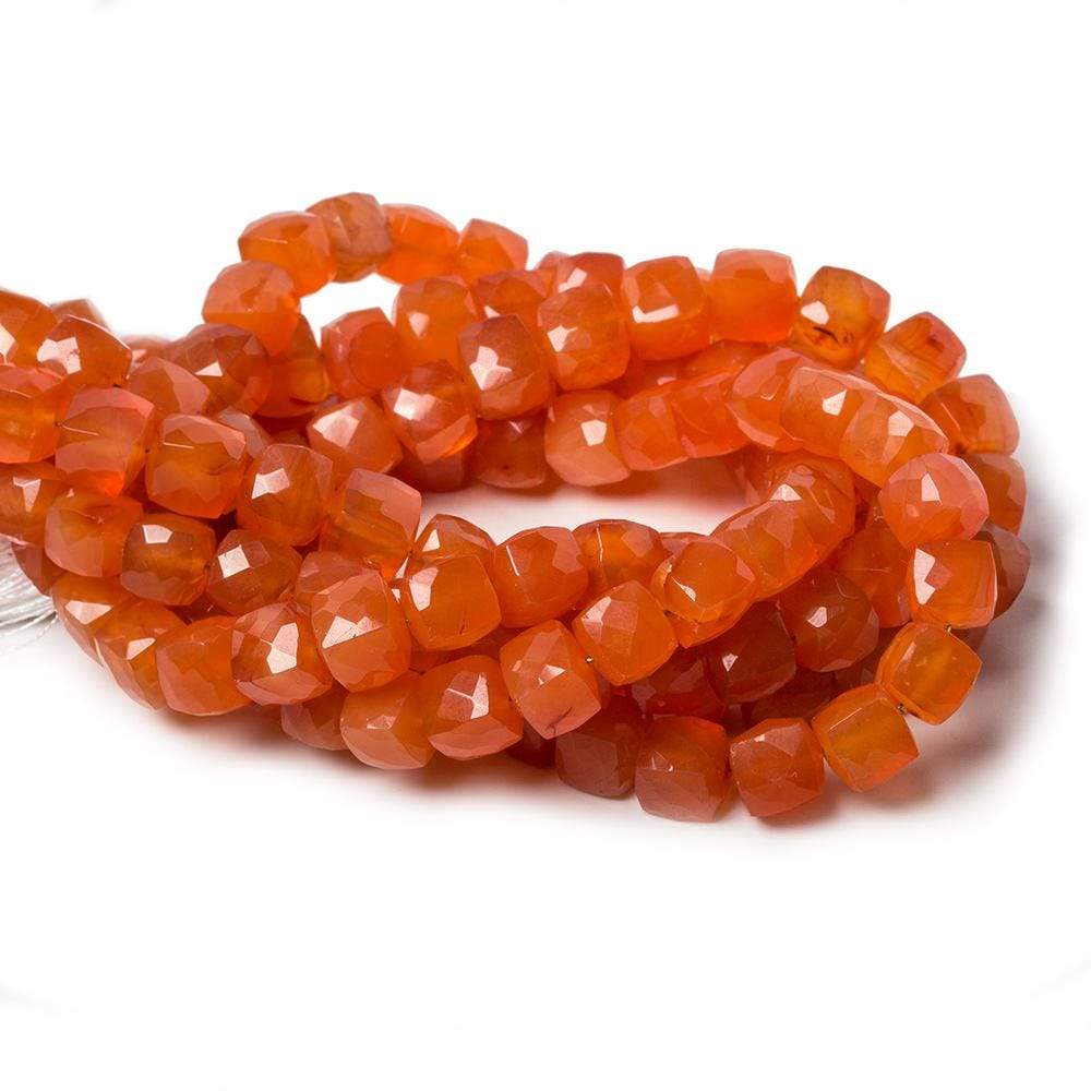 7mm Carnelian faceted cube beads 8 inch 30 pieces - Beadsofcambay.com