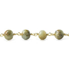 7mm Cat's Eye Green Quartz faceted round Vermeil Chain by the foot - Beadsofcambay.com