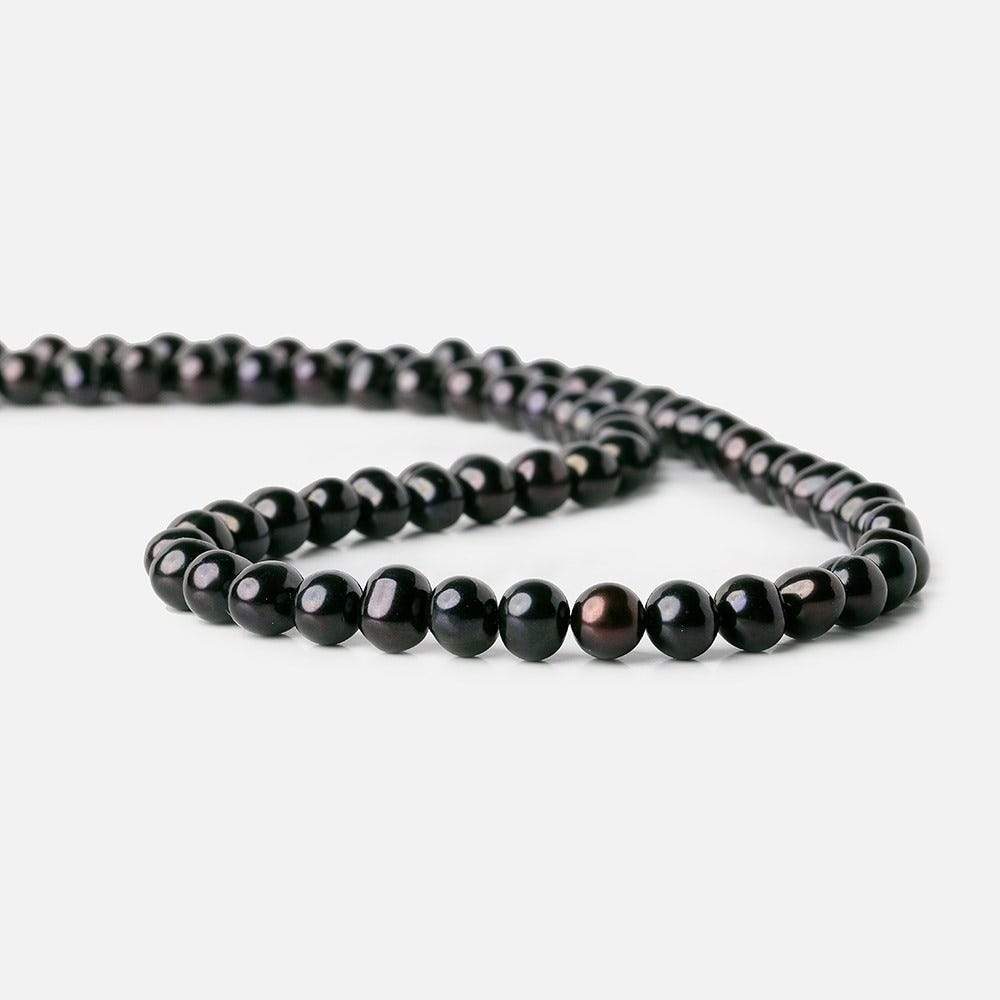 7mm Charcoal Grey Off Round Pearl, 15 inch, 72 pieces - Beadsofcambay.com