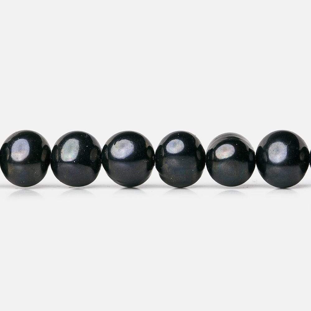 7mm Charcoal Grey Off Round Pearl, 15 inch, 72 pieces - Beadsofcambay.com