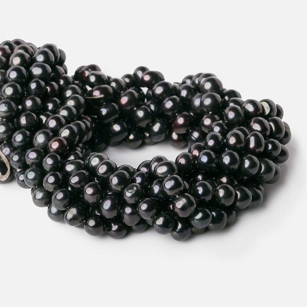 7mm Charcoal Grey Off Round Pearl, 15 inch, 72 pieces - Beadsofcambay.com