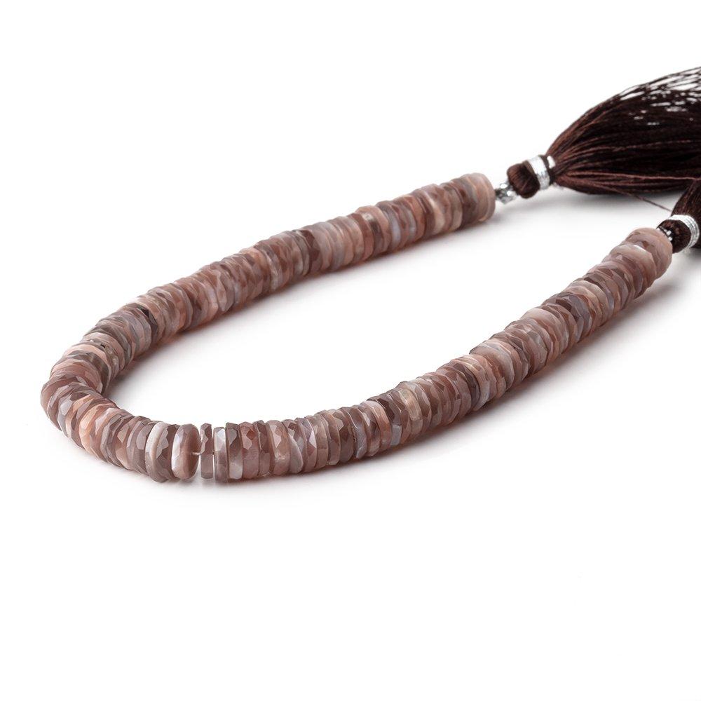7mm Chocolate Moonstone Faceted Heshi Beads 8 inch 123 pieces - Beadsofcambay.com