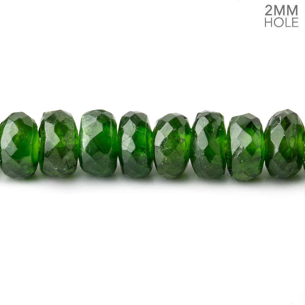 7mm Chrome Diopside 2mm Large Hole Faceted Rondelles 8 inch 51 Beads AAA - Beadsofcambay.com