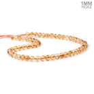 7mm Citrine Plain Rounds 15 inch 58 Beads with 1mm Drill Holes AA - Beadsofcambay.com