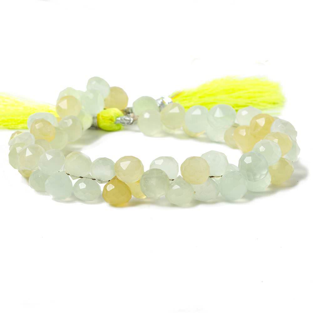 7mm Citrus Yellow Green Chalcedony Candy Kiss Beads 8 inch 60 pieces - Beadsofcambay.com