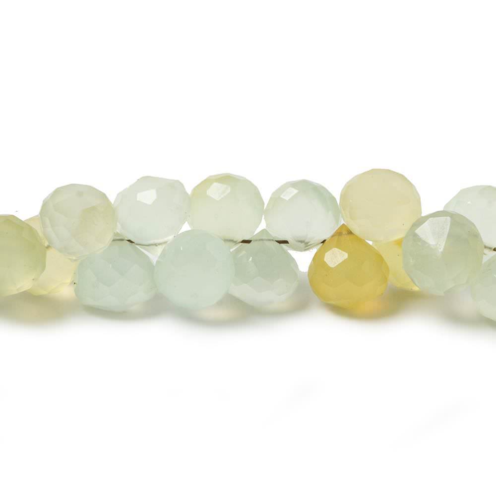 7mm Citrus Yellow Green Chalcedony Candy Kiss Beads 8 inch 60 pieces - Beadsofcambay.com