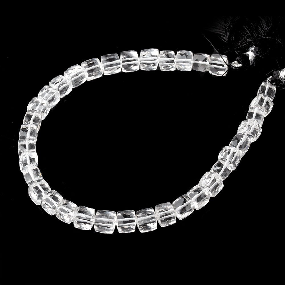 7mm Crystal Quartz Faceted Cube Beads 10 inch 35 pieces AA - Beadsofcambay.com