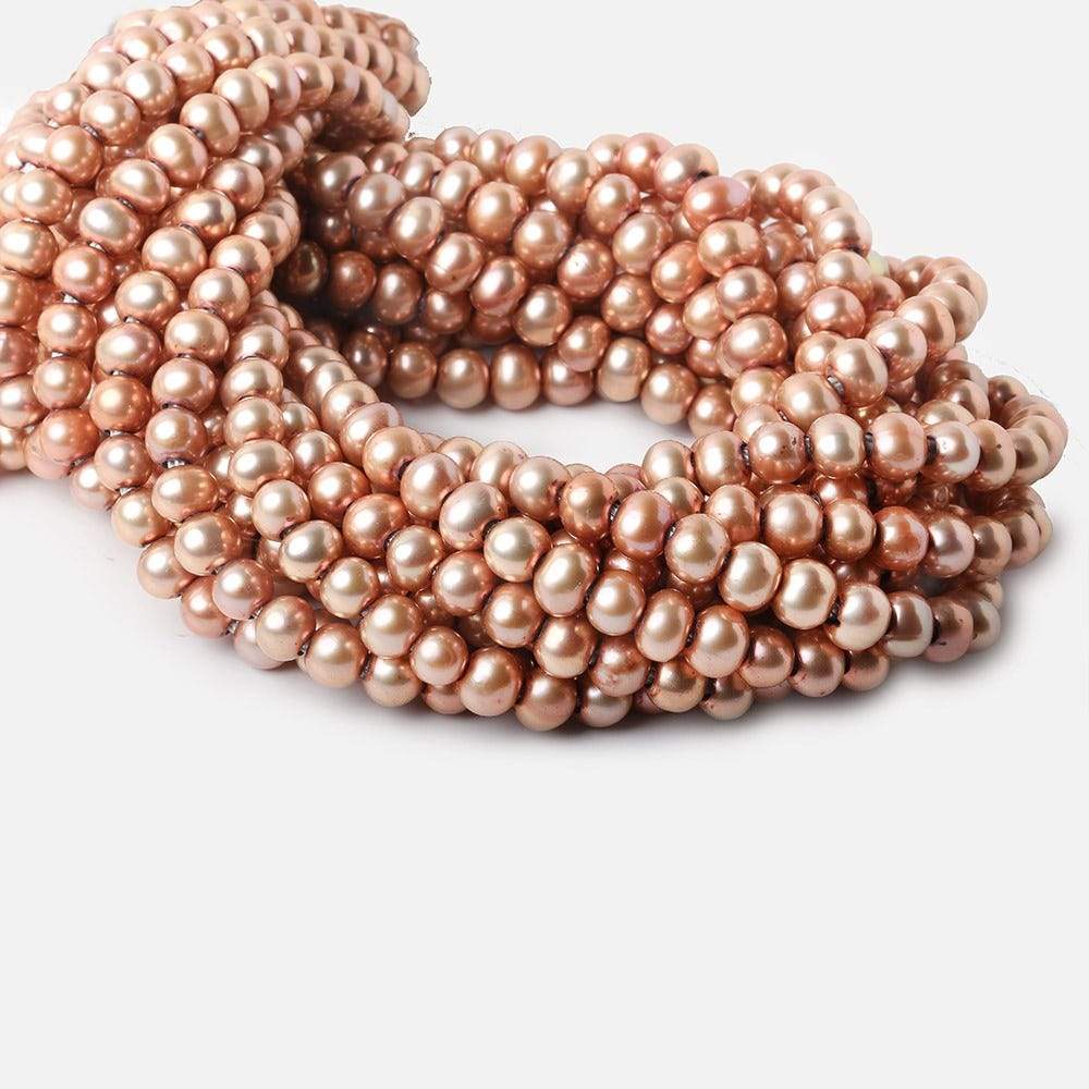 7mm Dark Salmon Large Hole Off Round Freshwater Pearls 15 inches 65 pieces - Beadsofcambay.com