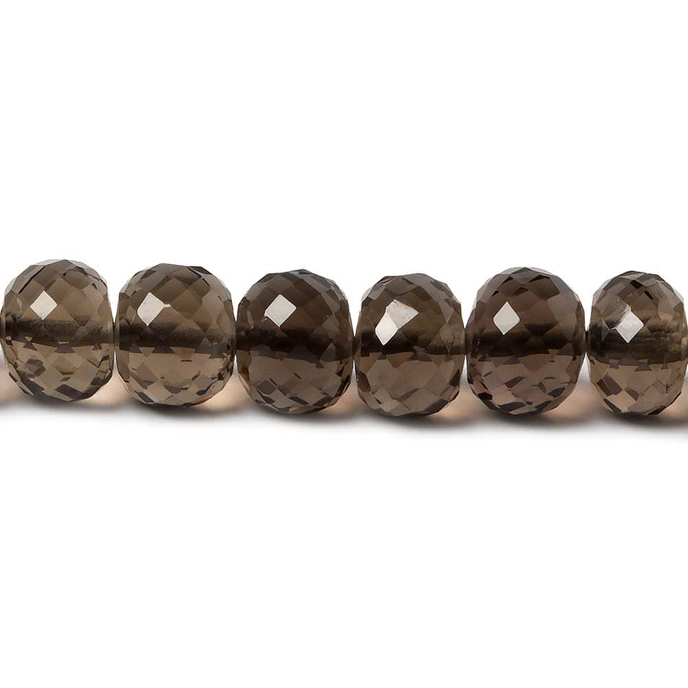 7mm Dark Smoky Quartz Micro-faceted rondelle beads 16 inch 82 pieces - Beadsofcambay.com