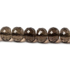 7mm Dark Smoky Quartz Micro-faceted rondelle beads 16 inch 82 pieces - Beadsofcambay.com