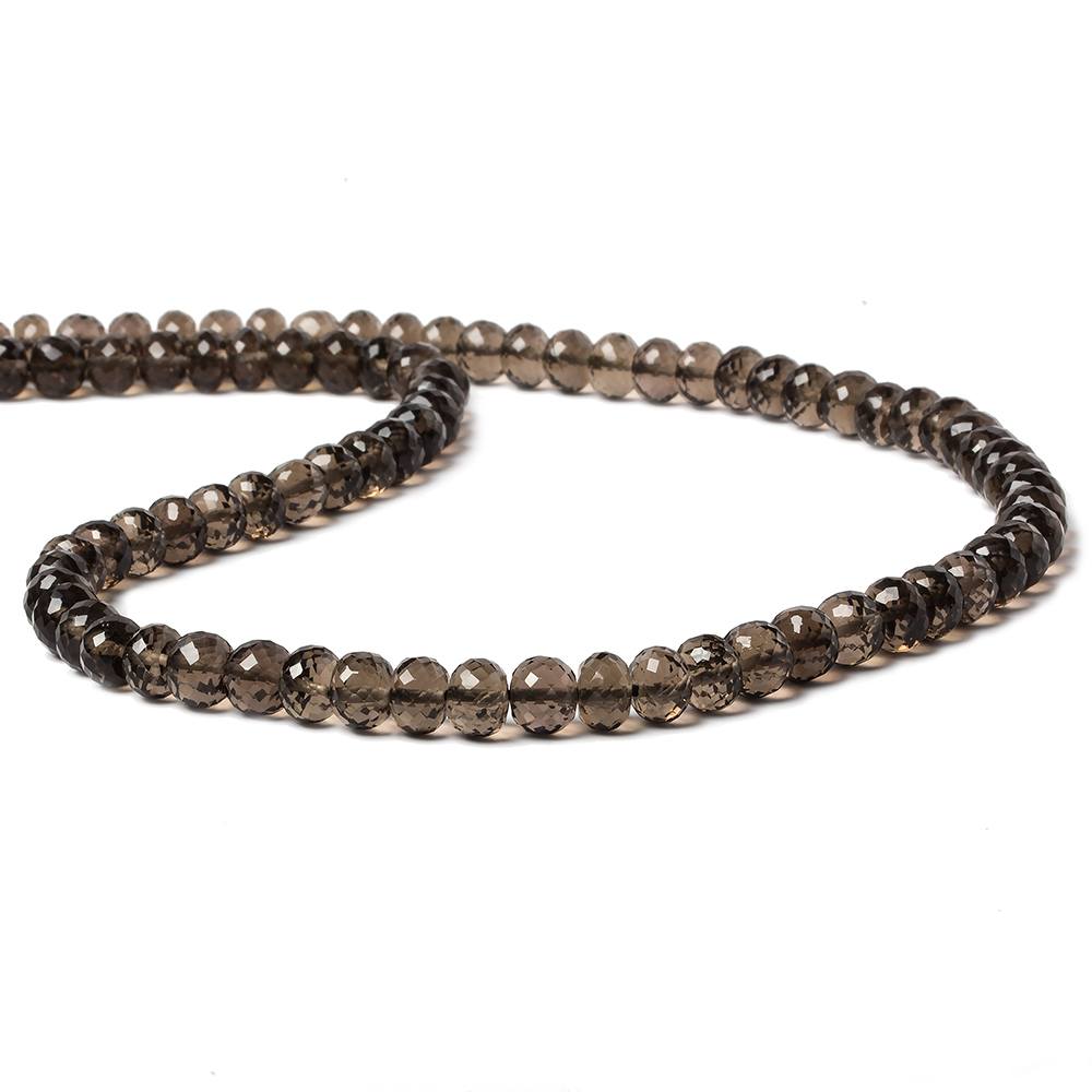 7mm Dark Smoky Quartz Micro-faceted rondelle beads 16 inch 82 pieces - Beadsofcambay.com