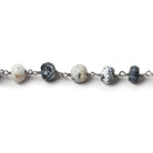 7mm Dendritic Opal faceted rondelle Silver Chain by the foot 30 pcs - Beadsofcambay.com