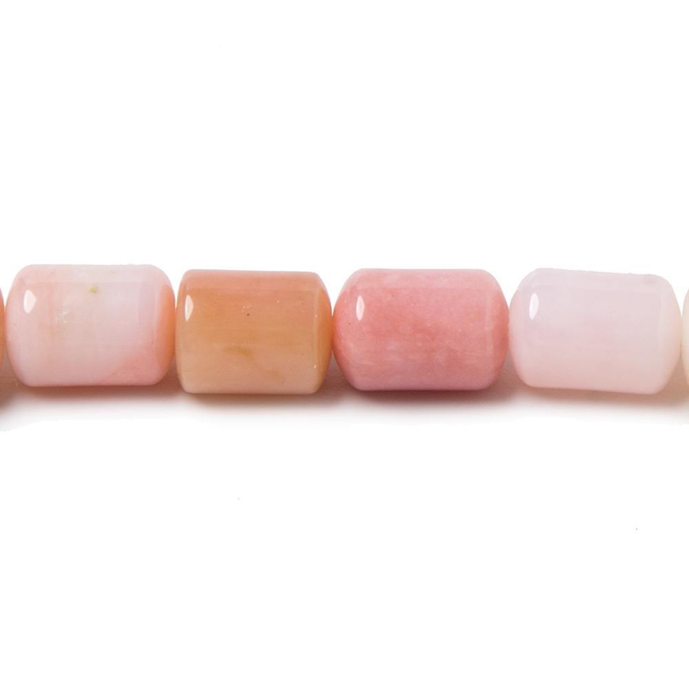 7mm diameter Pink Peruvian Opal unfaceted tube beads 14 inch 37 pieces - Beadsofcambay.com